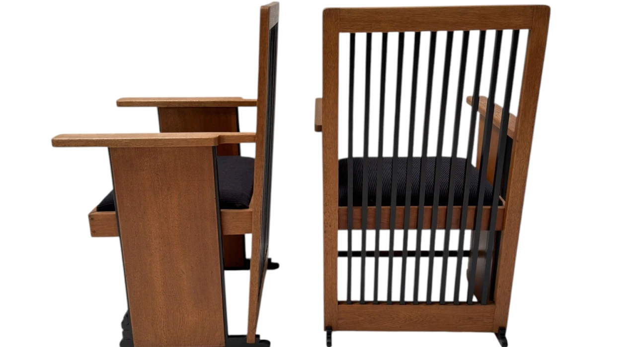 Two Art Deco Modernist High Back Armchairs by Architect Caspers, 1920s